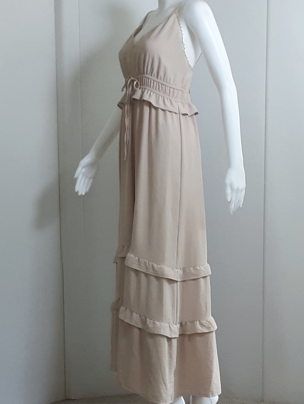 WALLFLOWER Mocha Tiered Boho Peasant Maxi Dress Sz M - Picture 4 of 7